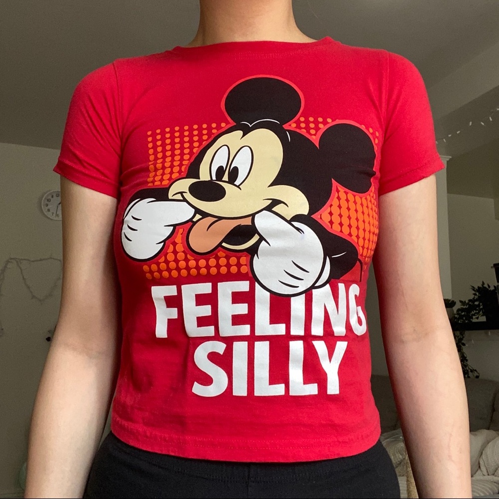 mickey mouse “feeling silly” y2k baby tee